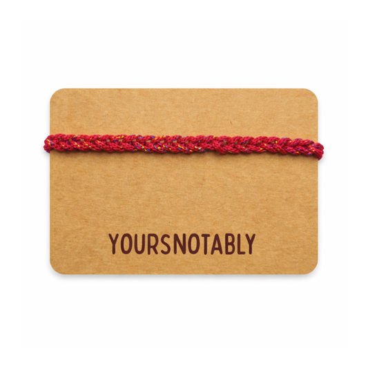 Hand-Crocheted Red Yarn Bracelet