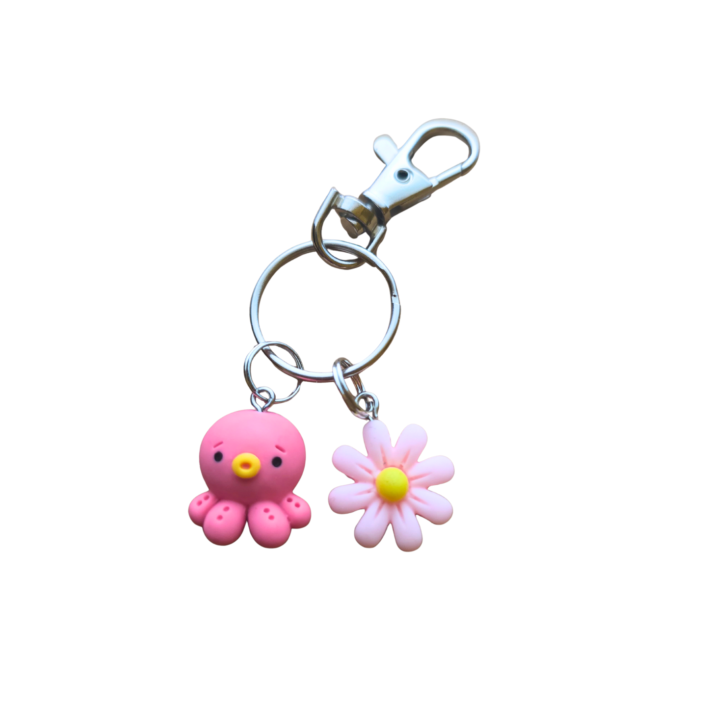 Pink Octopus And Flower Bag Charm | Keychain