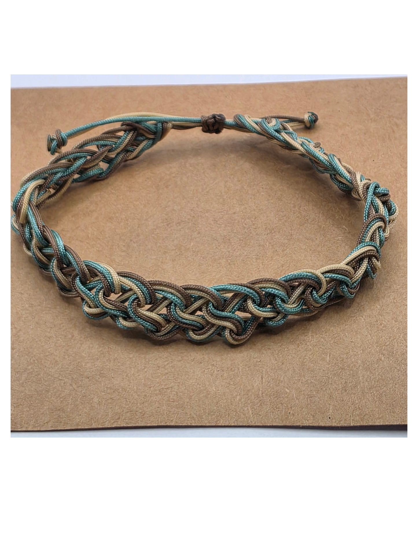 Earth Tone Hand Crocheted Adjustable Nylon Bracelet | Minimalist Everyday Jewelry