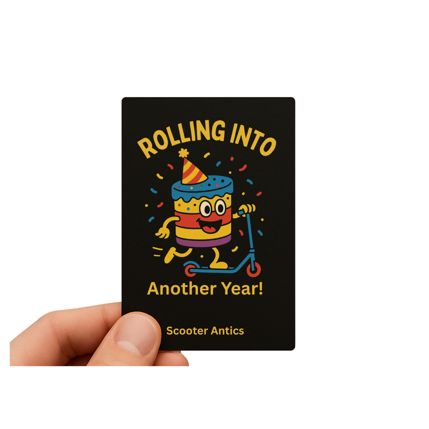 Scooter Antics™ Birthday Sticker Set – 2 Pack (2x3 in)