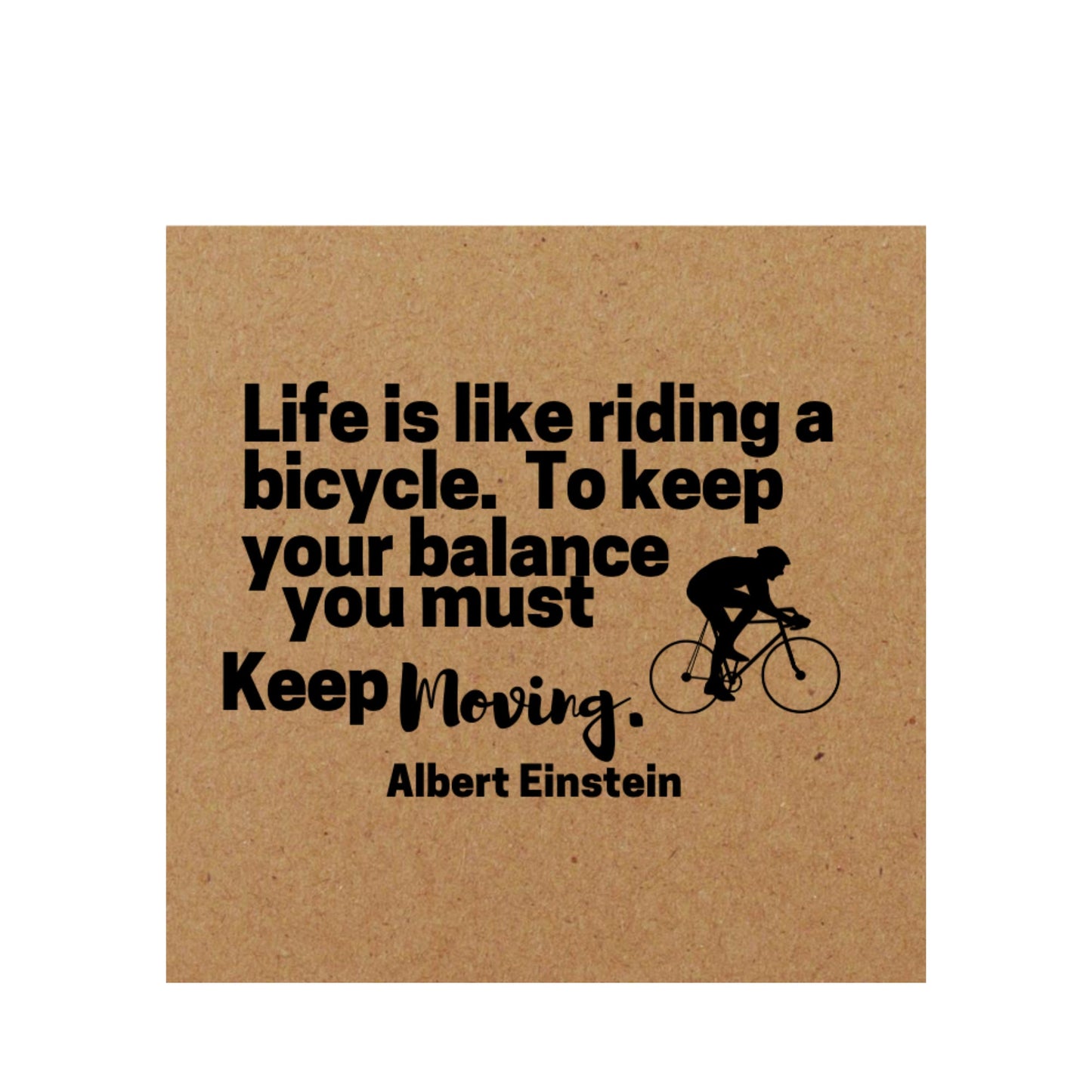 Stainless Steel Bicycle Charm Paracord Bracelet with YoursNotably Slide Bead and optional keep moving quote note card