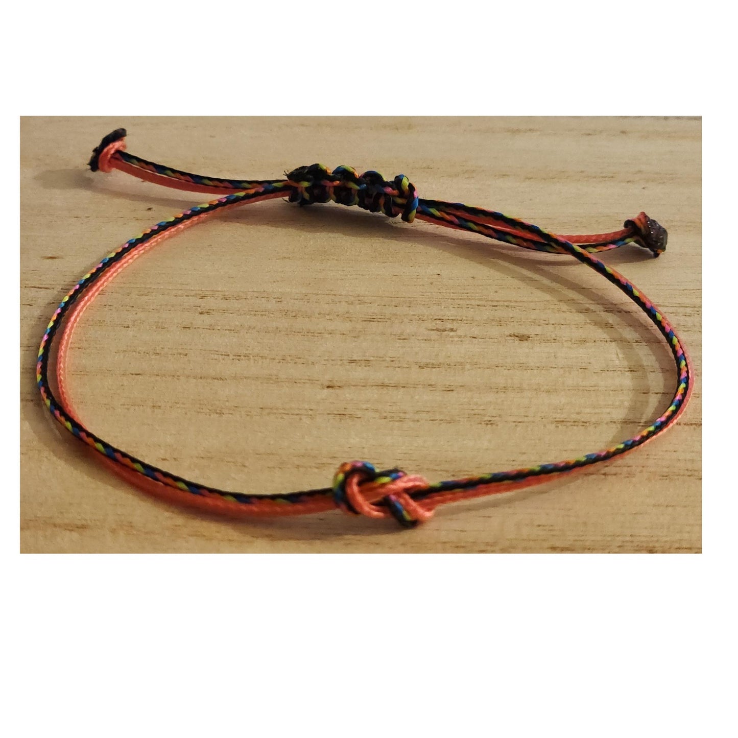 Infinity Knot Paracord Bracelets - Matching Set in Pink & Rainbow with Note Cards, Mother Daughter, Sisters