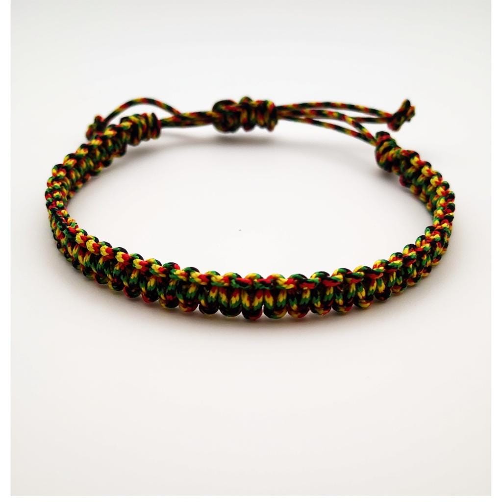 YOURSNOTABLY Rasta Woven Cord Bracelet with Positivity Note Card