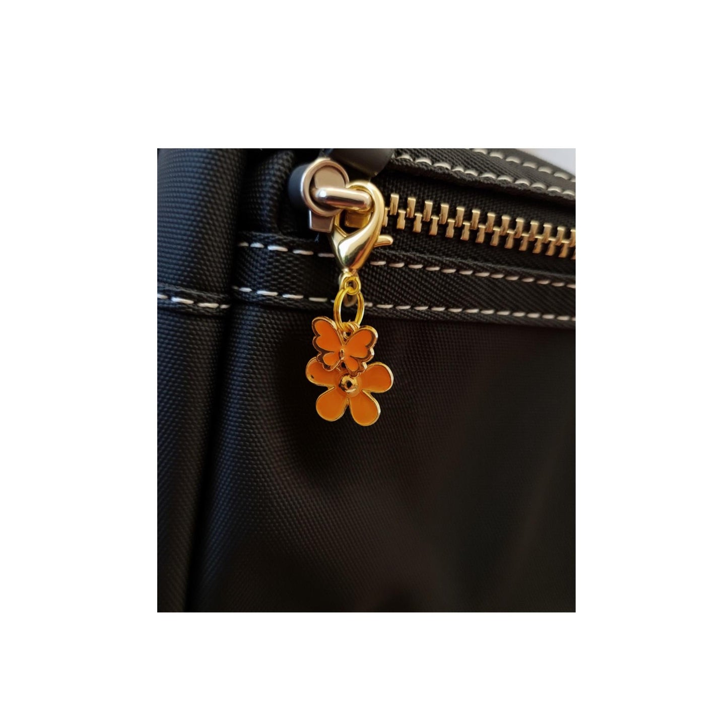 YOURSNOTABLY Live Life in Full Bloom – Flower and Butterfly Zipper Charm/Keychain