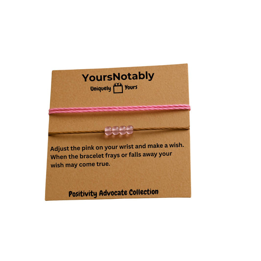 Positivity in an Envelope Pink Wish & Beaded Bracelet Gift Set with 2 Uplifting Stickers Encouragement Gift for Women, Teens, Friends