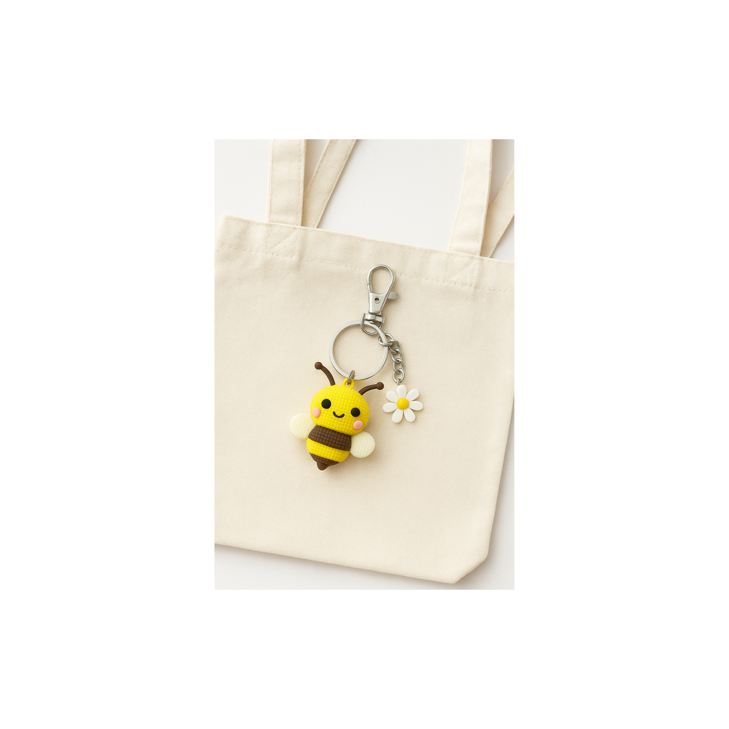 Bumble Bee Keychain With Daisy Charm
