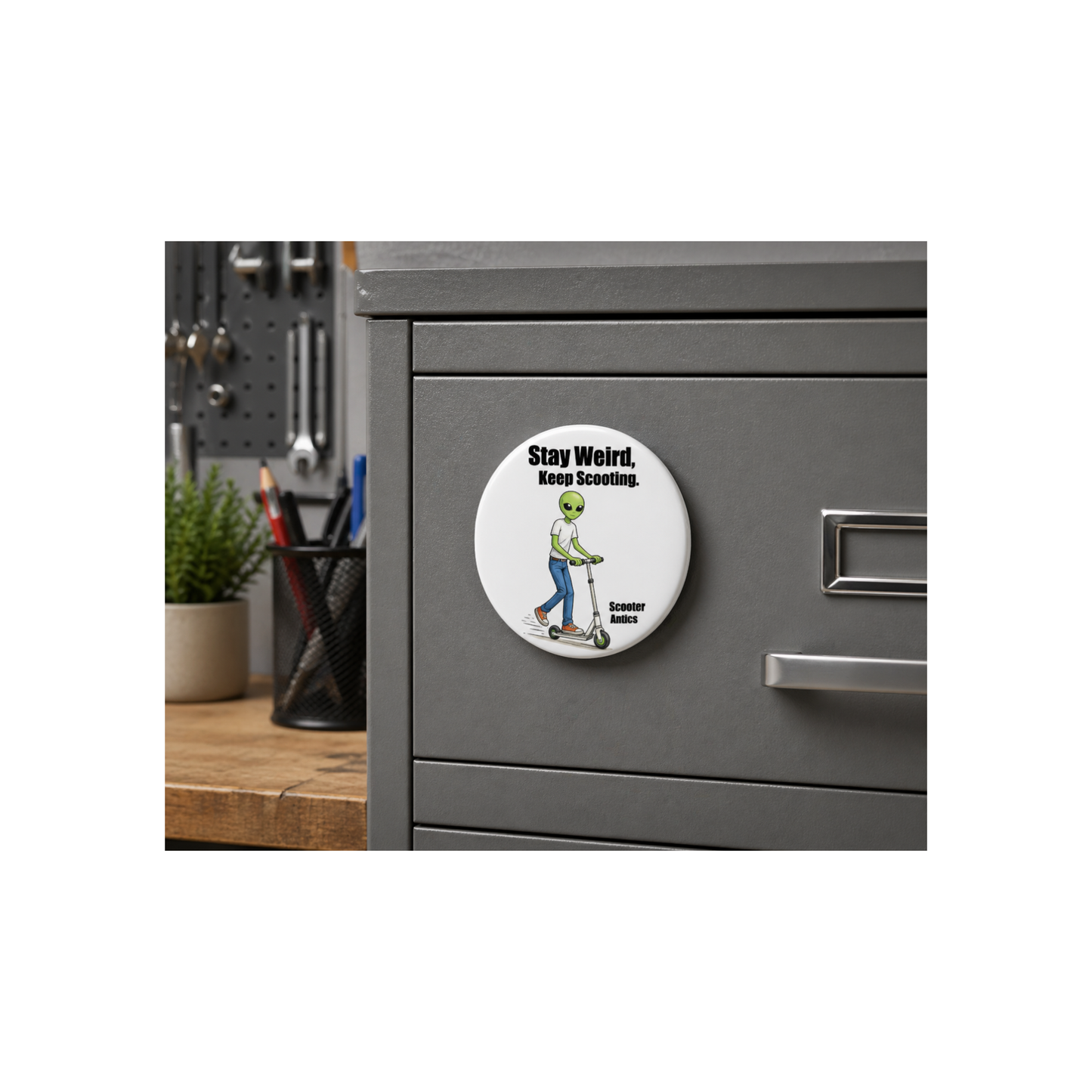 Stay Weird, Keep Scooting – 3" Magnet