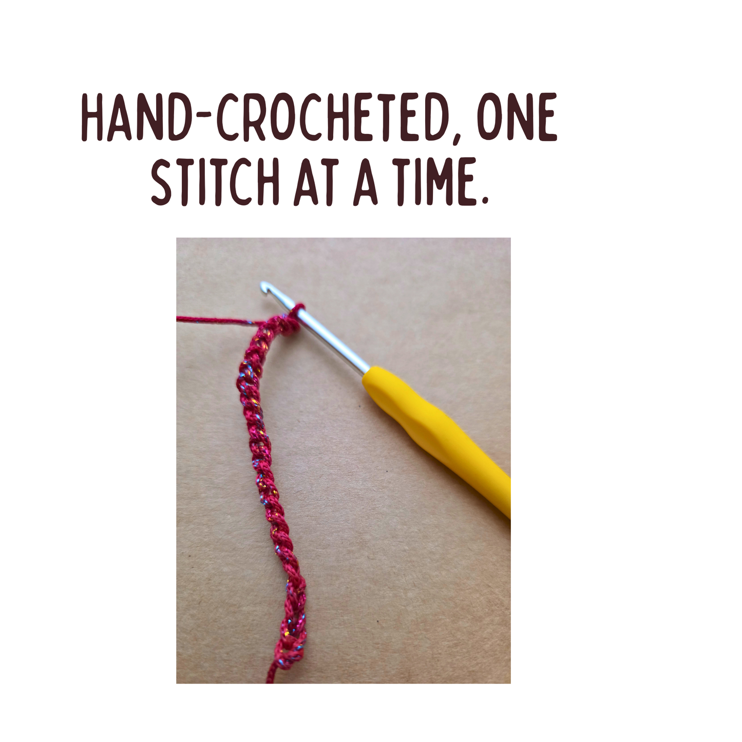 Hand-Crocheted Red Yarn Bracelet