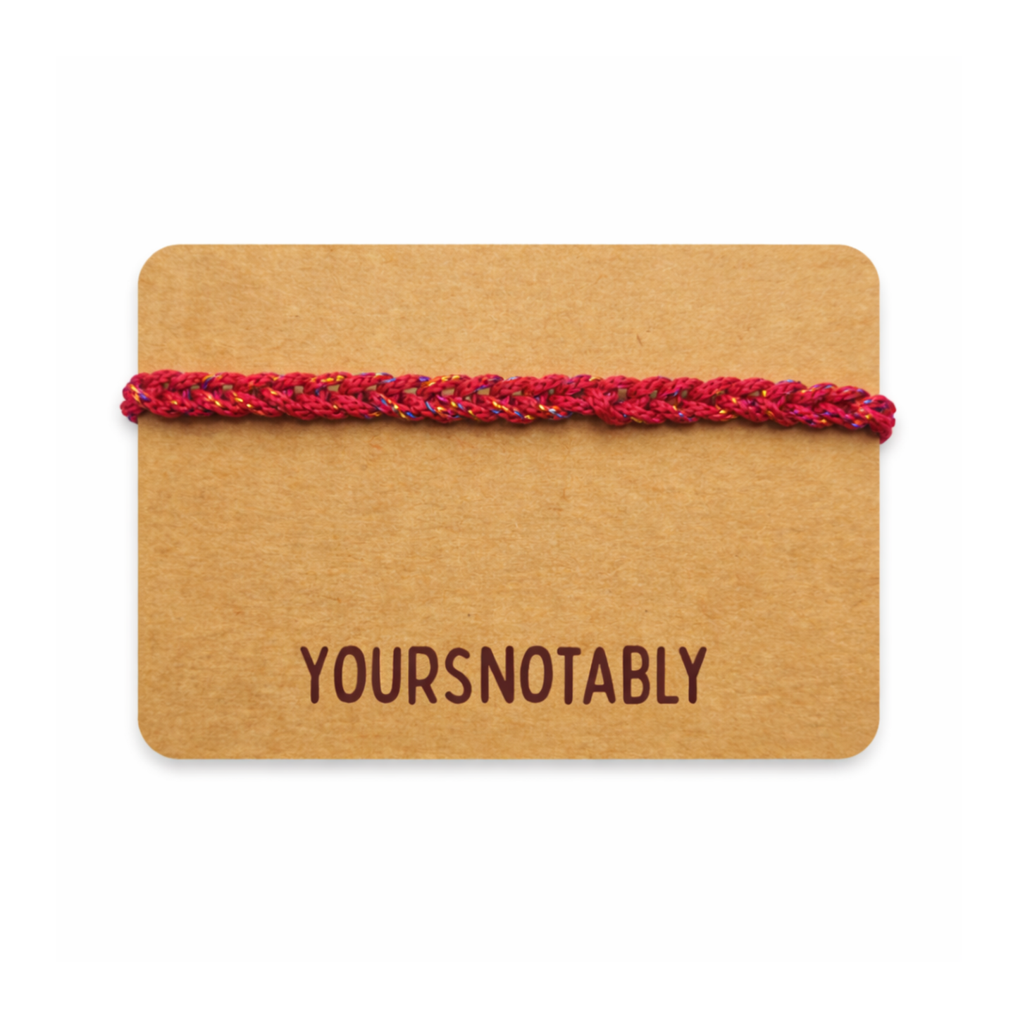 Hand-Crocheted Red Yarn Bracelet