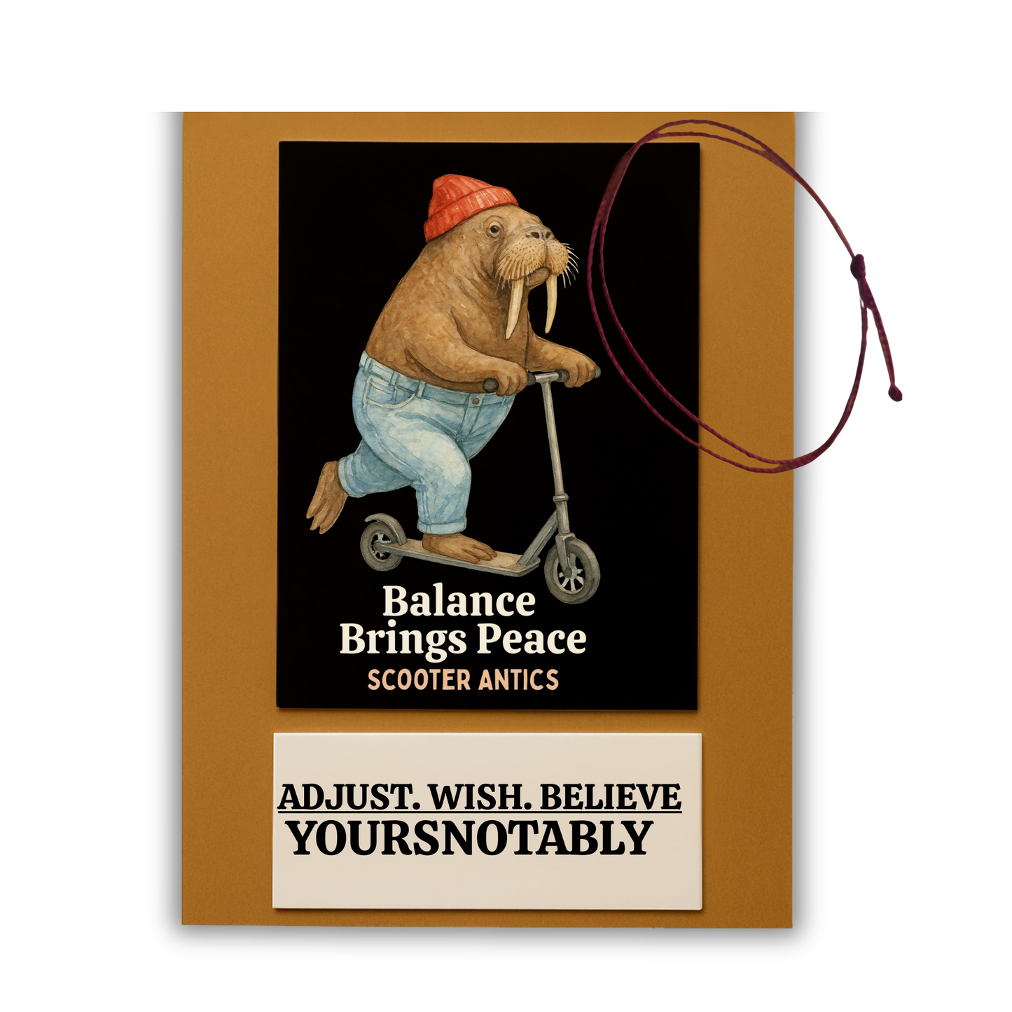 Scooter Antics™ Balance Brings Peace Sticker And Red Wish Bracelet Set