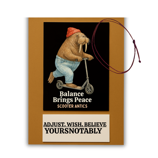 Scooter Antics™ Balance Brings Peace Sticker And Red Wish Bracelet Set