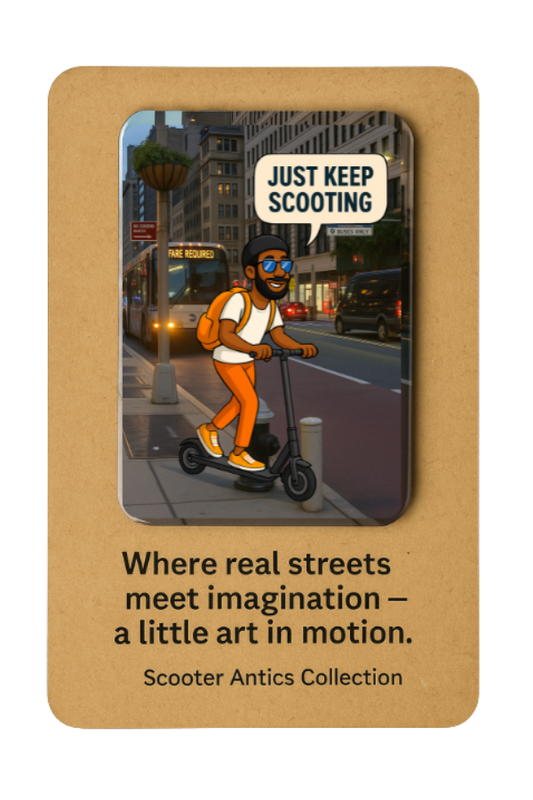 Just Keep Scooting” 2×3 Glossy Flexible Magnet | Scooter Antics Collection