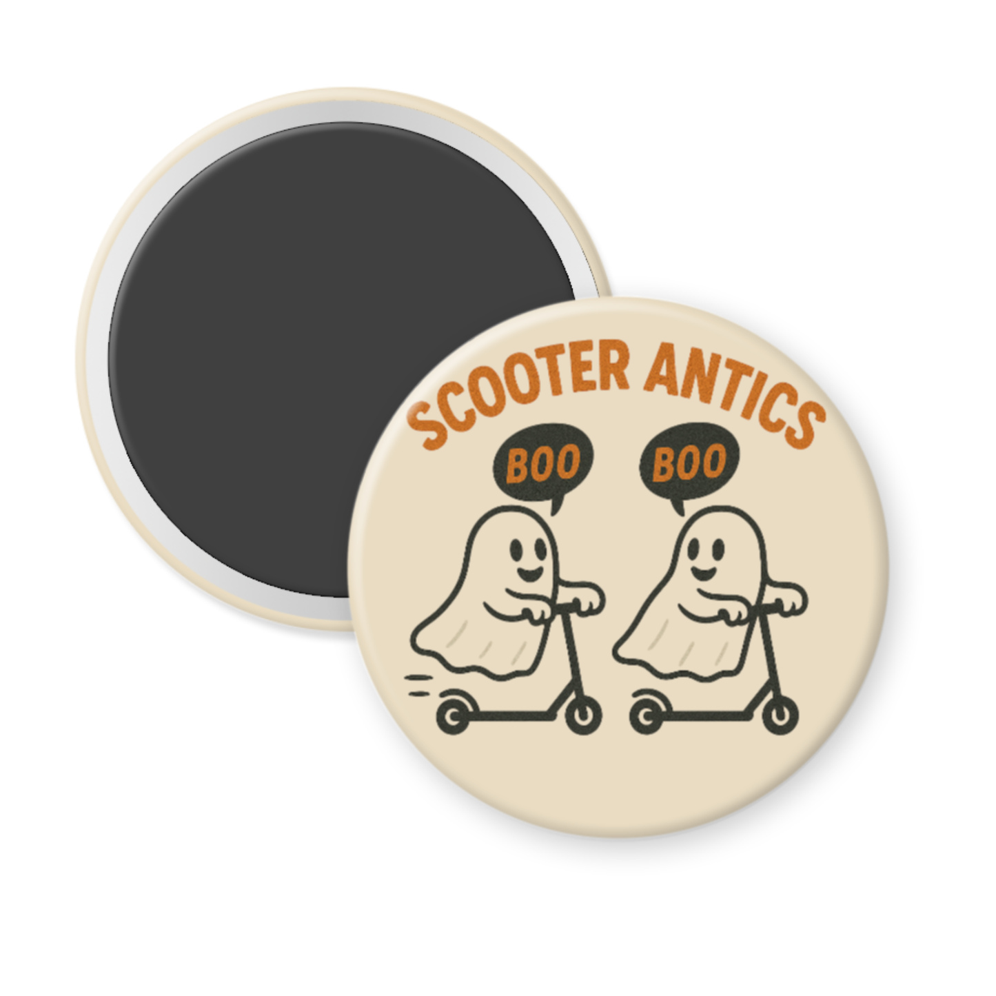 Scooter Antics™ “Boo Edition” 3 inch Pinback Button or Magnet