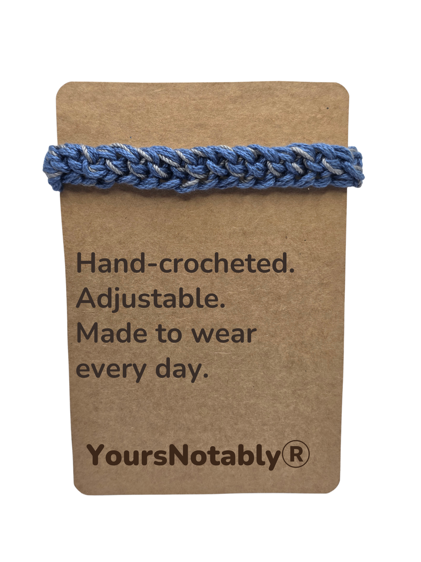 Denim Blue Crocheted Adjustable Cotton Bracelet | Woven Everyday Jewelry