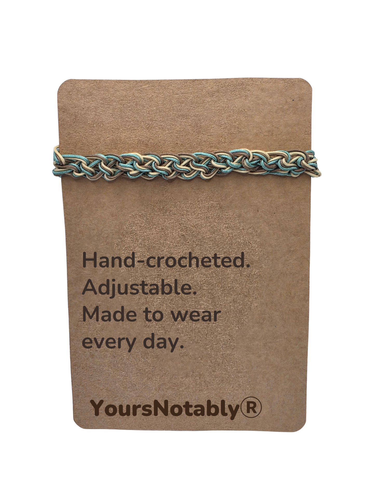 Earth Tone Hand Crocheted Adjustable Nylon Bracelet | Minimalist Everyday Jewelry