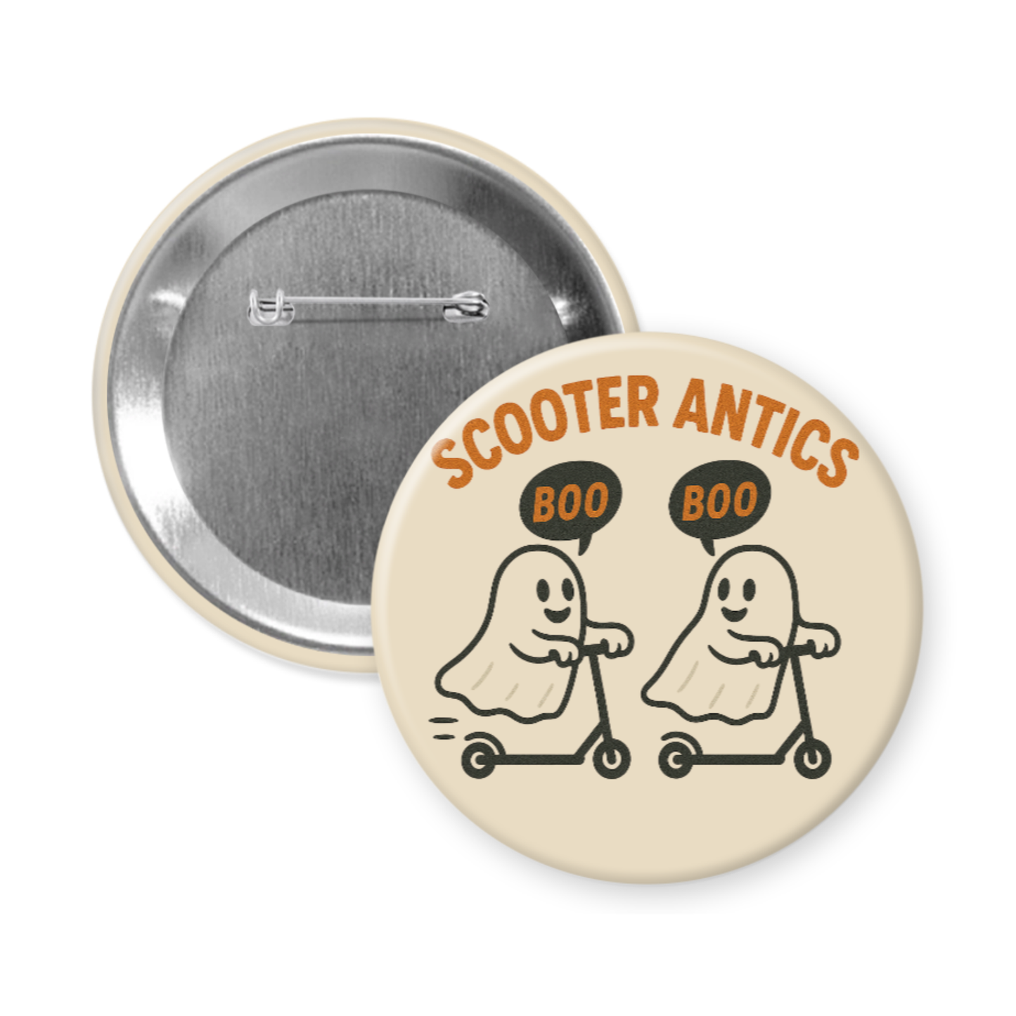 Scooter Antics™ “Boo Edition” 3 inch Pinback Button or Magnet