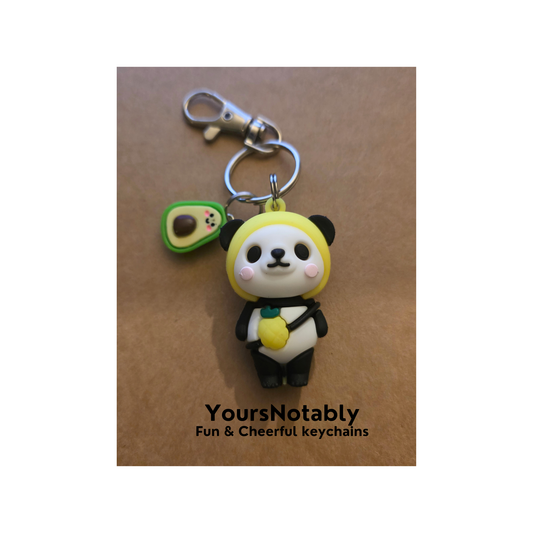 Pineapple Kawaii Panda Keychain And Resin Avocado Charm