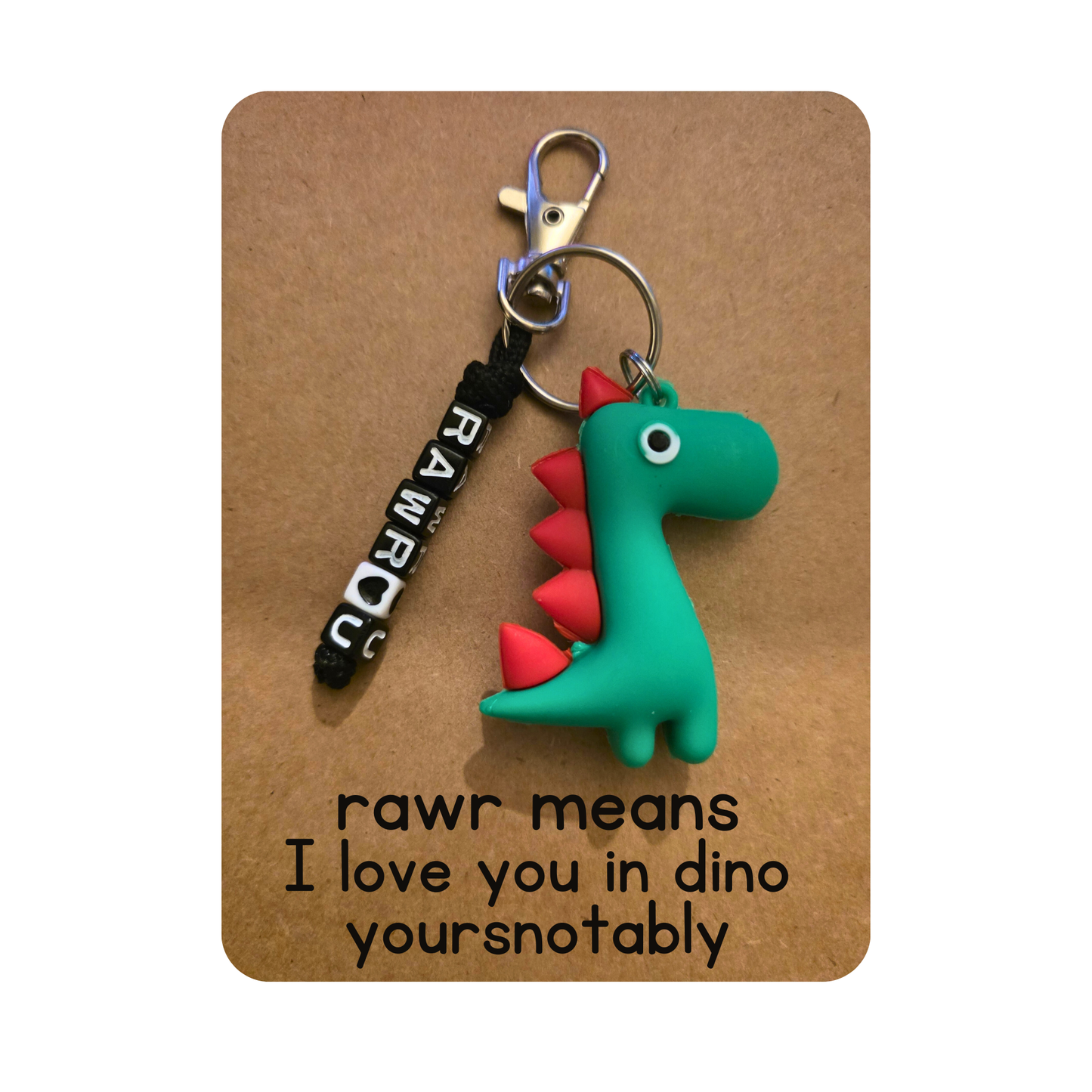 PVC Dinosaur “RAWR” Keychain – Love in Dino Language