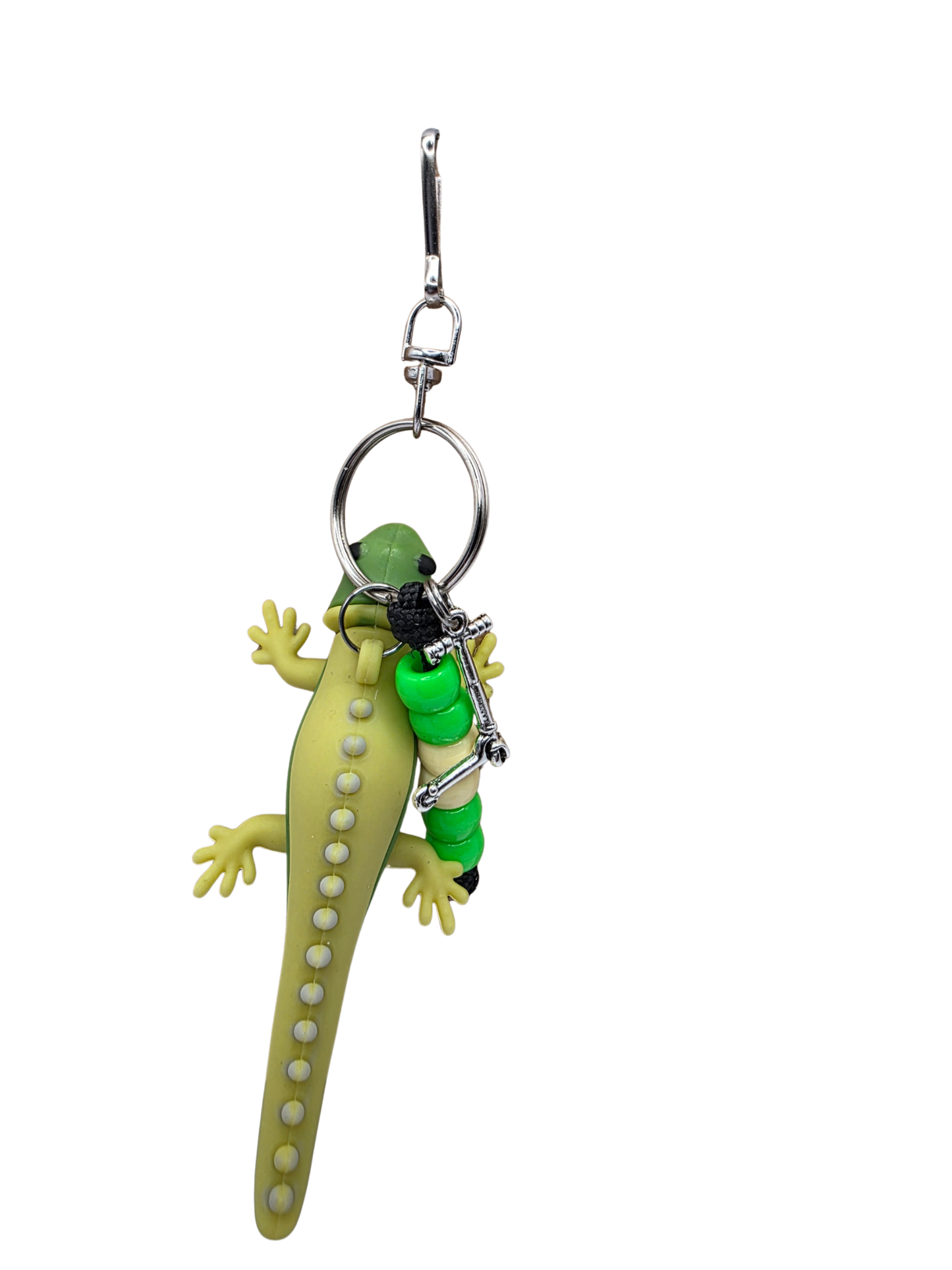 Scooter Antics Reptile Sensory Fidget Keychain – Textured Lizard Charm with Beaded Fidget Cord