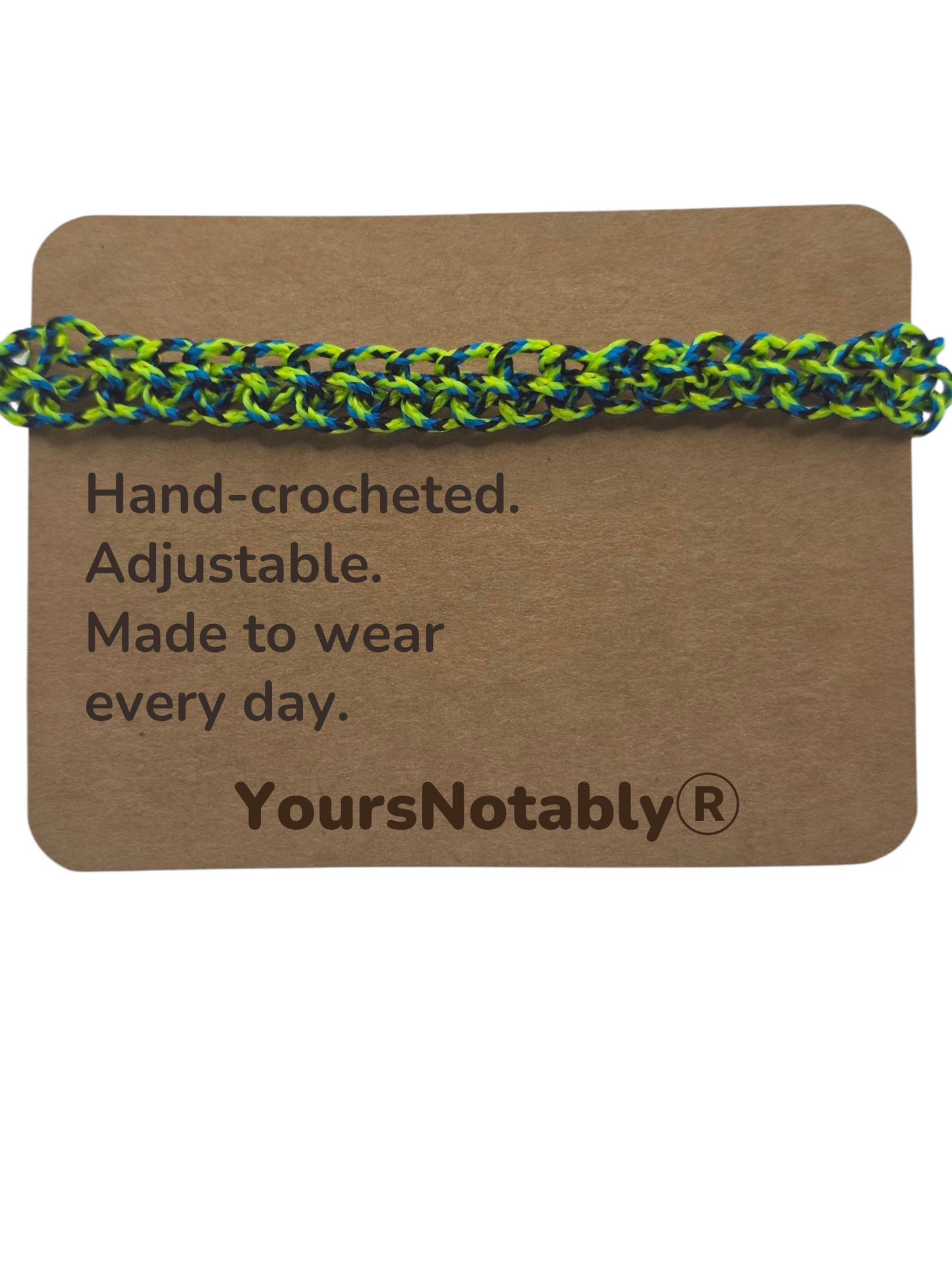 Hand Crocheted Micro Paracord Adjustable Green Colorful Bracelet
