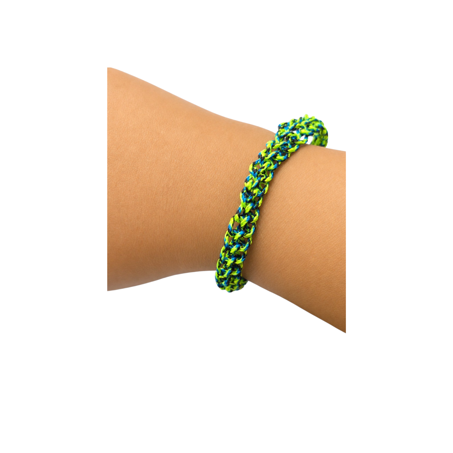 Hand Crocheted Micro Paracord Adjustable Green Colorful Bracelet