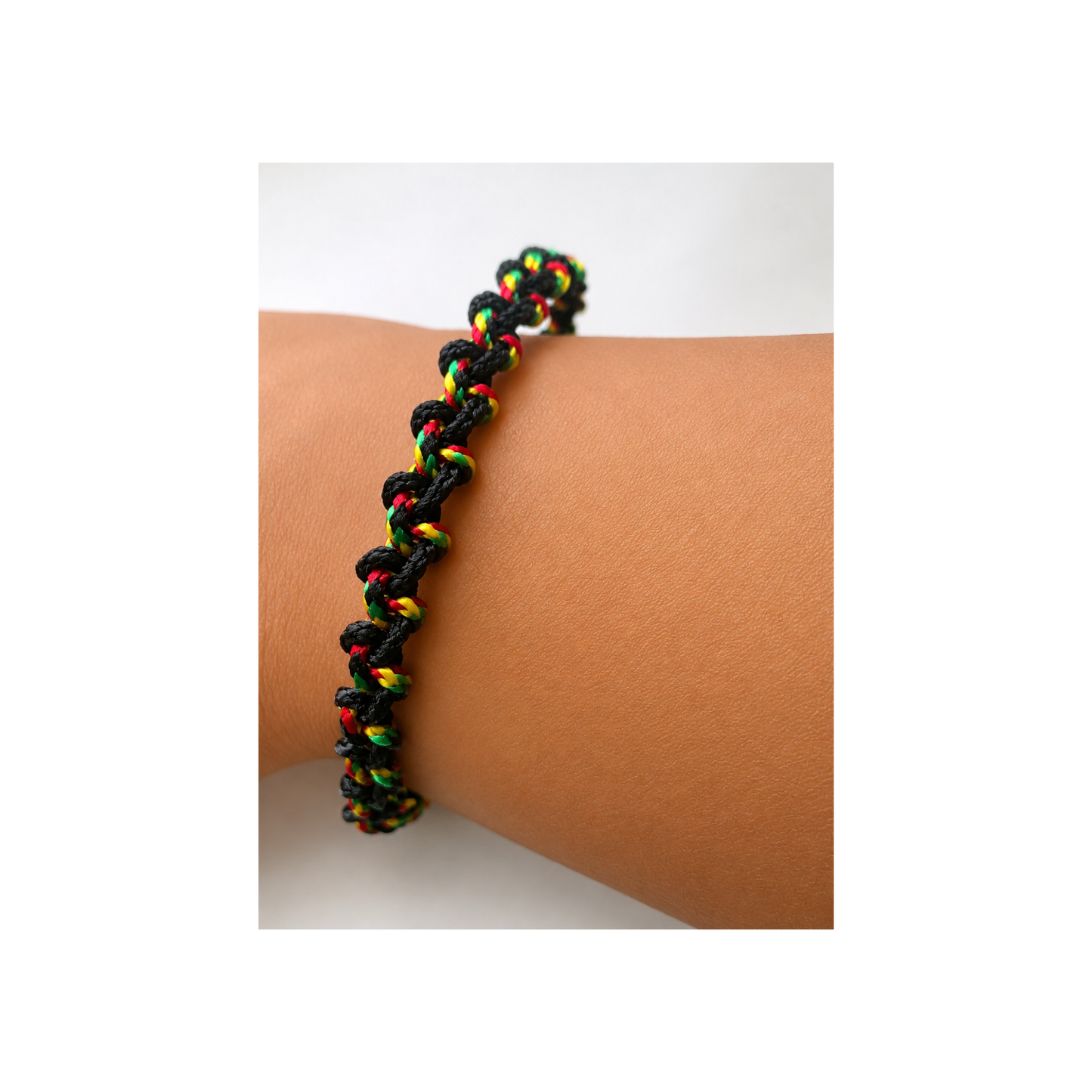 Thin Rasta Braided Adjustable Bracelet