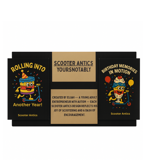 Scooter Antics™ Birthday Sticker Set – 2 Pack (2x3 in)