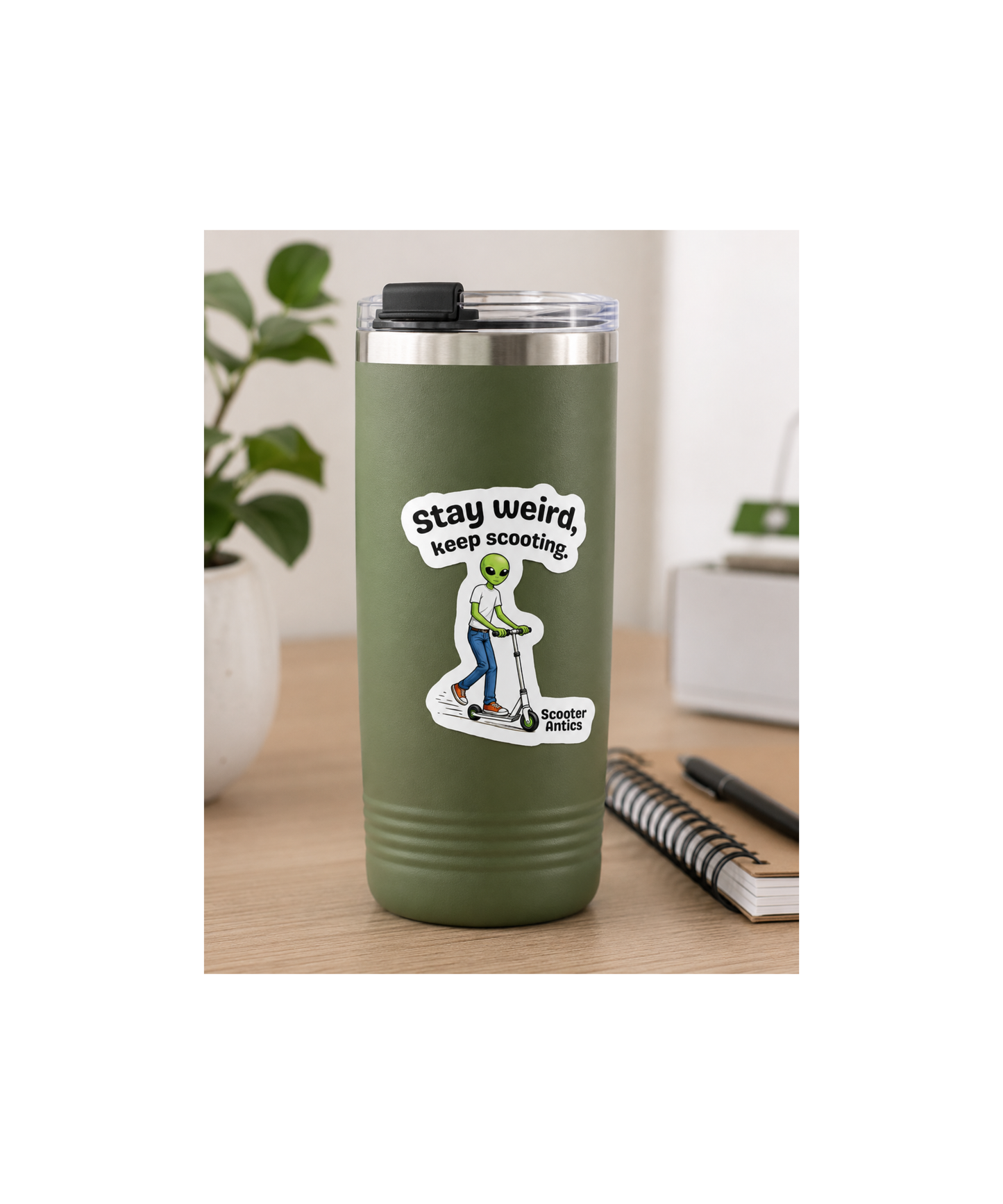 Stay Weird, Keep Scooting™ Kiss-cut vinyl decals 3 x 4 inches