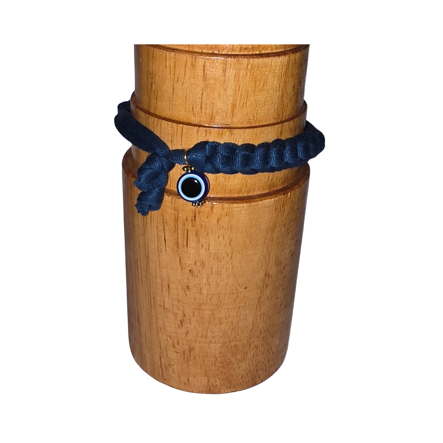 Navy Jersey Yarn Crocheted Adjustable Evil Eye Protective Charm Bracelet