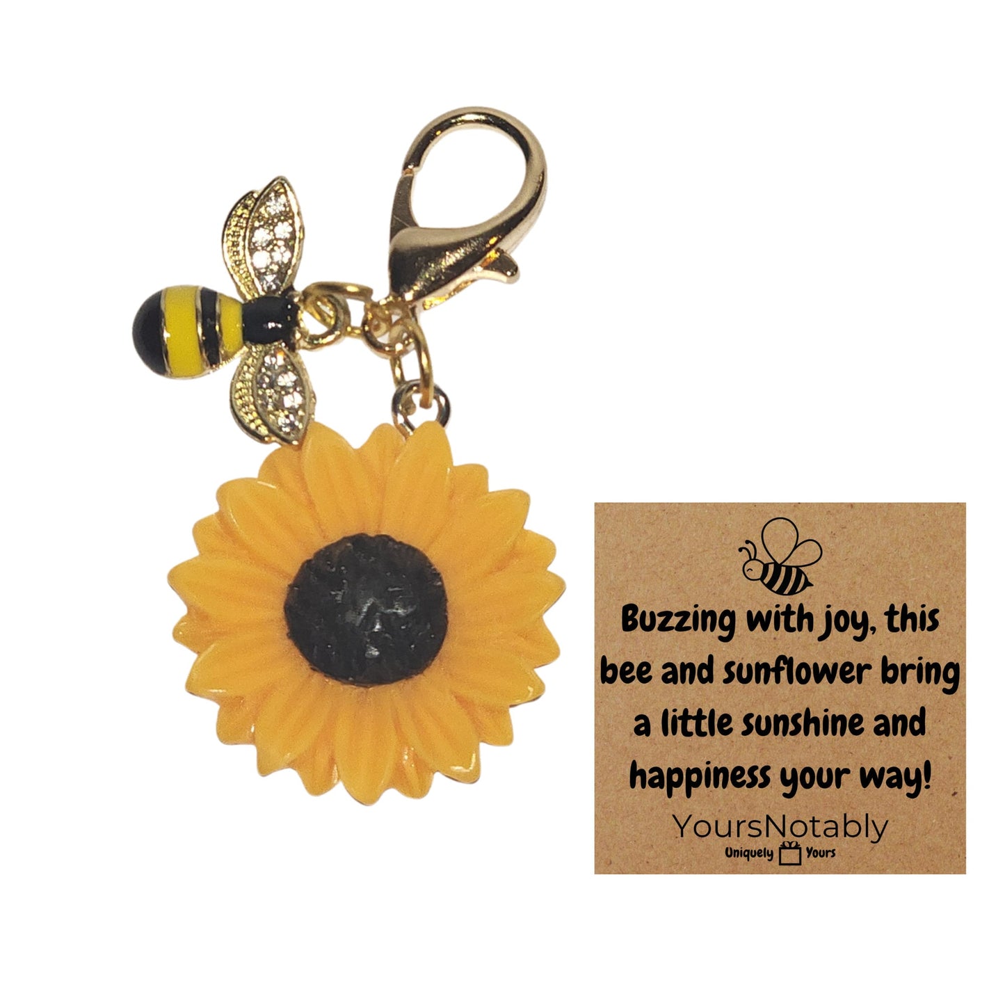 Bumble Bee and Sunflower Zipper Pull