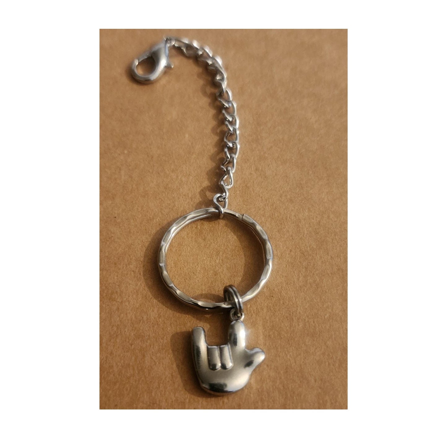 Stainless Steel Love Sign Charm Keychain