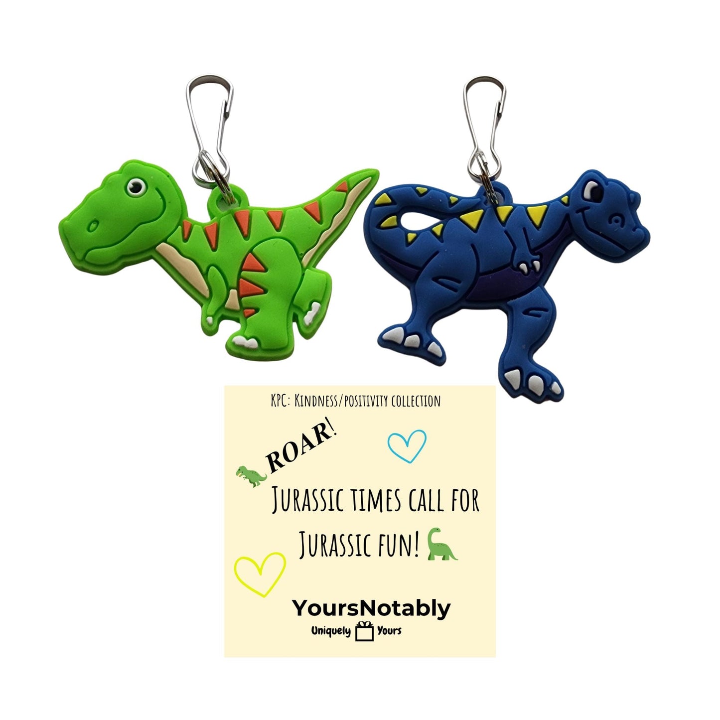 YOURSNOTABLY Cute Dinosaur Bag Charm Zipper Pull Set