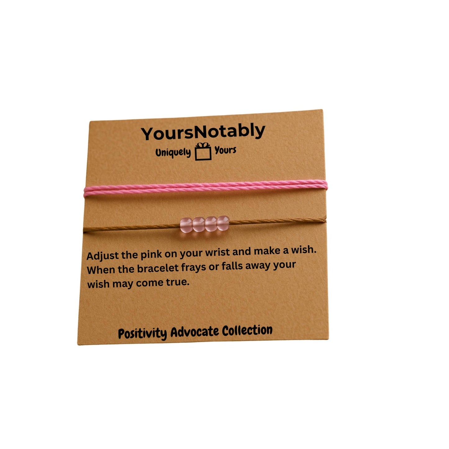 Positivity in an Envelope Pink Wish & Beaded Bracelet Gift Set with 2 Uplifting Stickers Encouragement Gift for Women, Teens, Friends