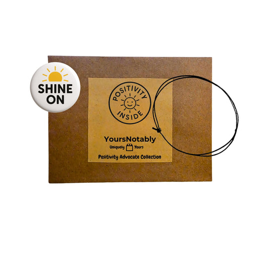 YOURSNOTABLY Wish Strand Bracelet And Shine On Pinback – Positivity Advocate Gift Set