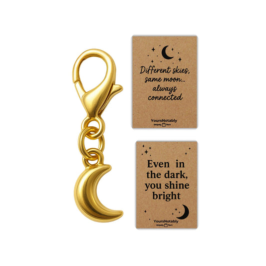YOURSNOTABLY Gold Moon Star Bag Zipper Pull Key Chain Charm