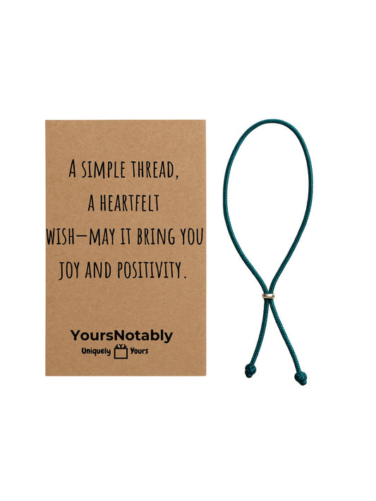 Teal Paracord Wish Bracelet – Adjustable with Stainless Steel Bead