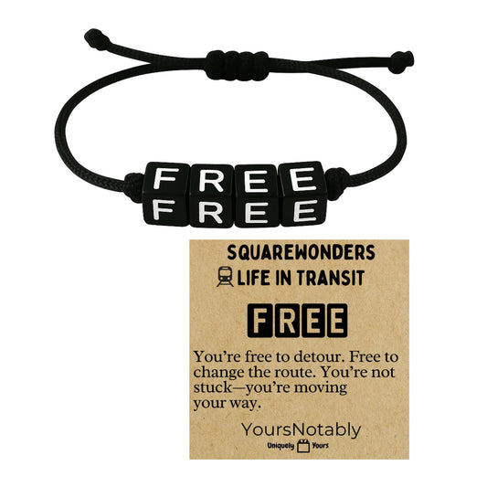 YOURSNOTABLY FREE Word Bracelet with Empowerment Note Card – Life in Transit SquareWonders™