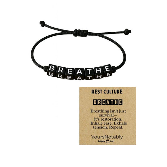 YOURSNOTABLY BREATHE Word Bracelet And Rest Culture Card