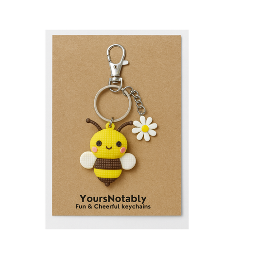 Bumble Bee Keychain With Daisy Charm
