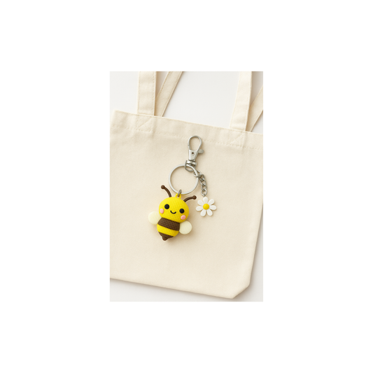Bumble Bee Keychain With Daisy Charm