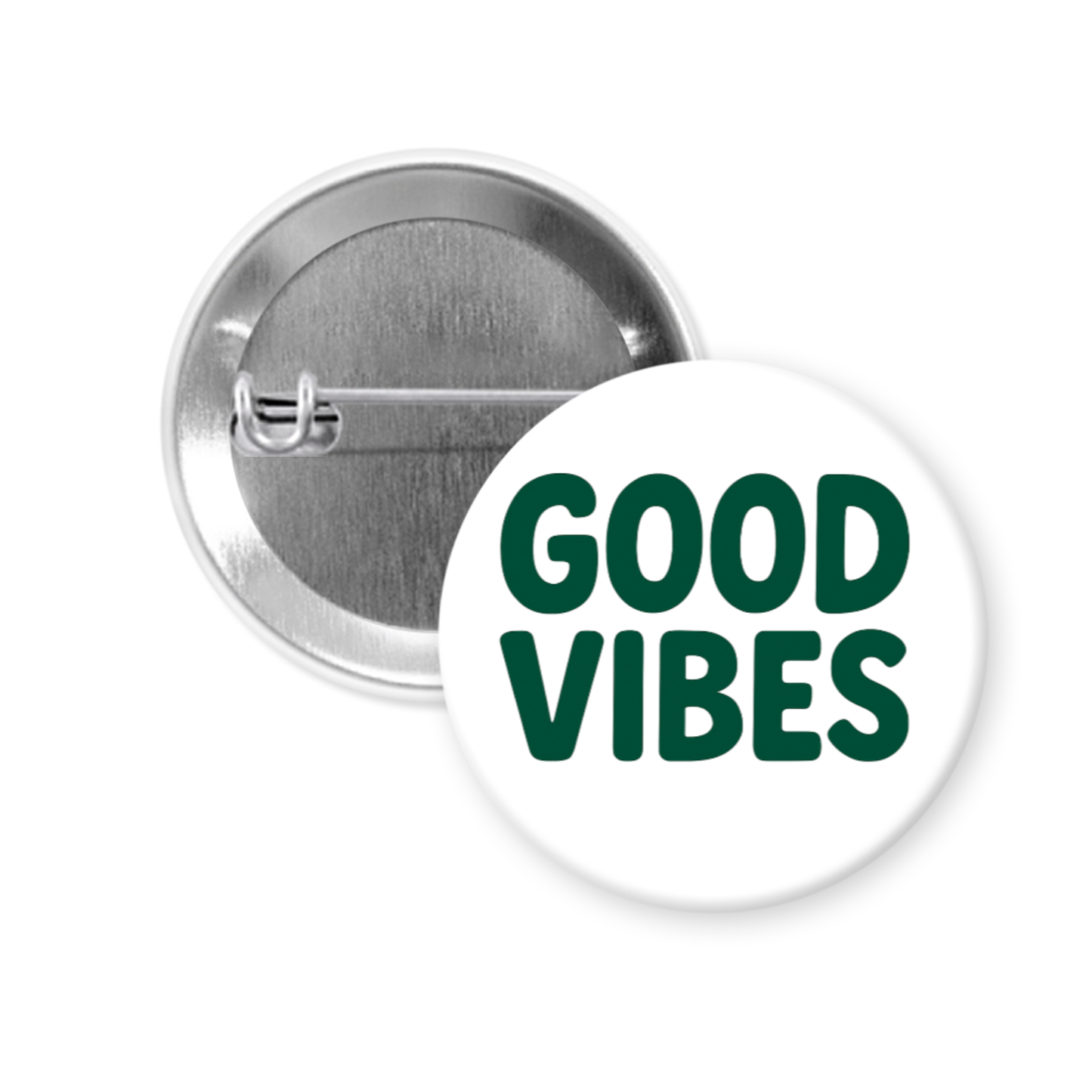 Love Happy Pin and Good Vibes Pinback Button Set