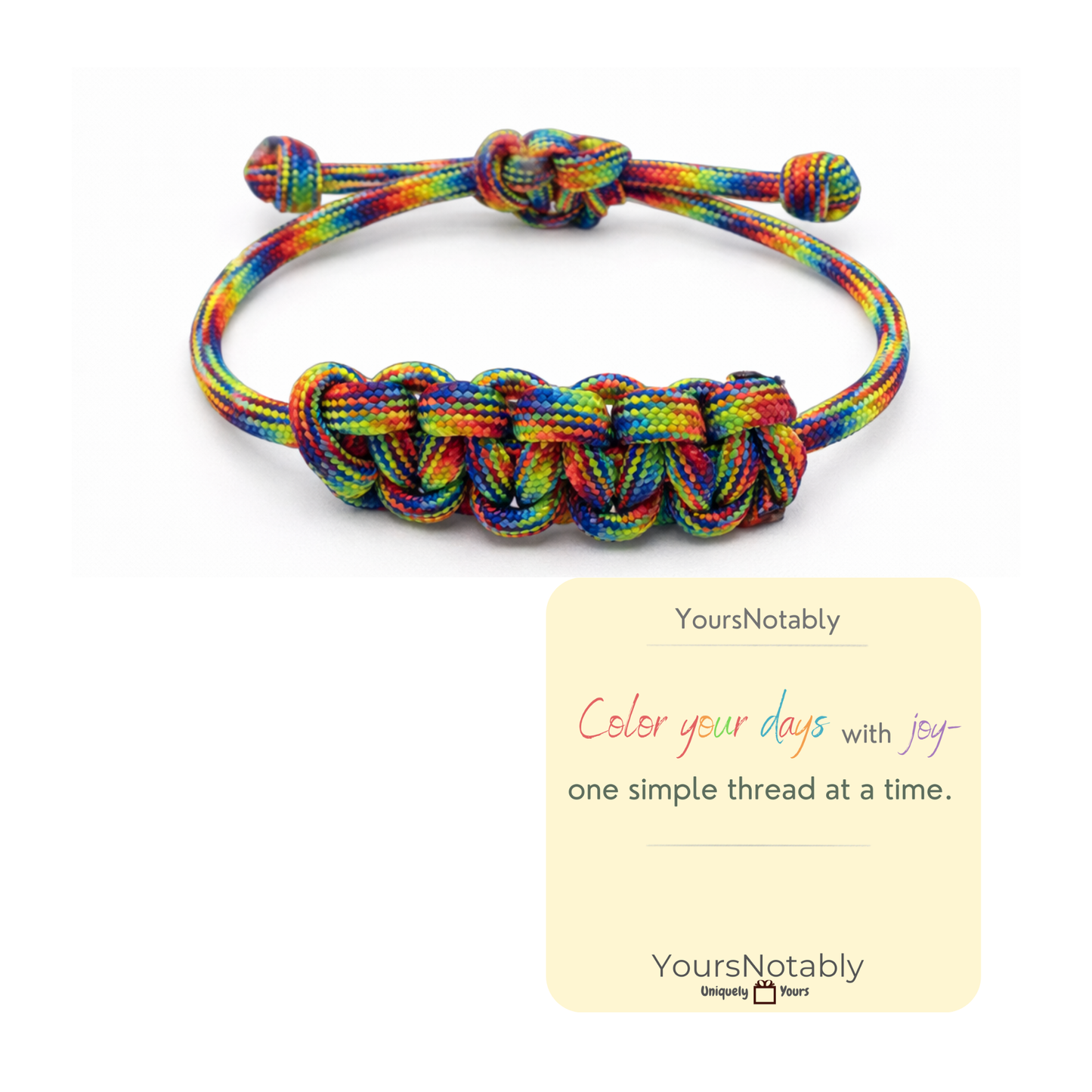 Rainbow Square Knot Adjustable Friendship Bracelet