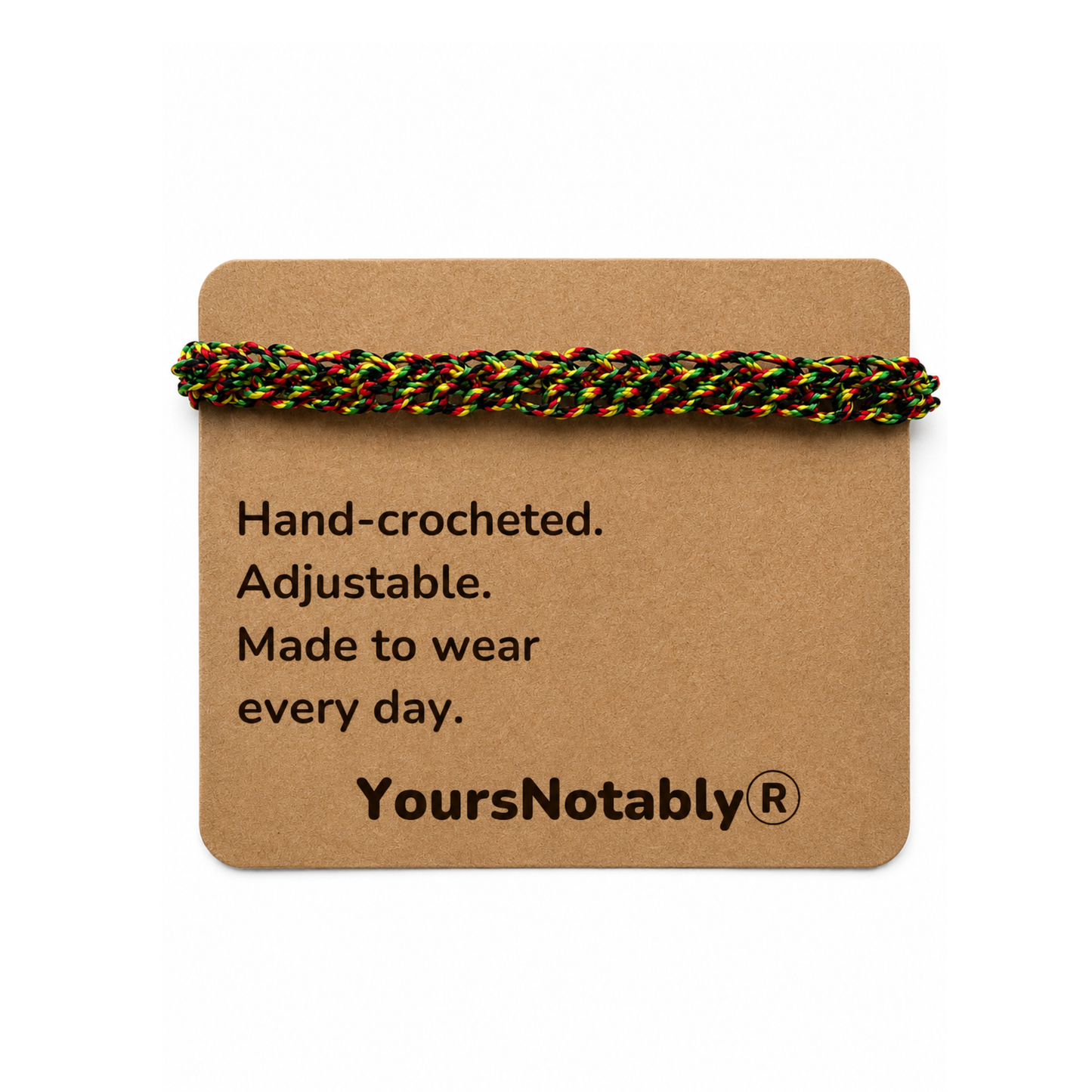 Rasta Hand Crocheted Micro Paracord Adjustable Bracelet