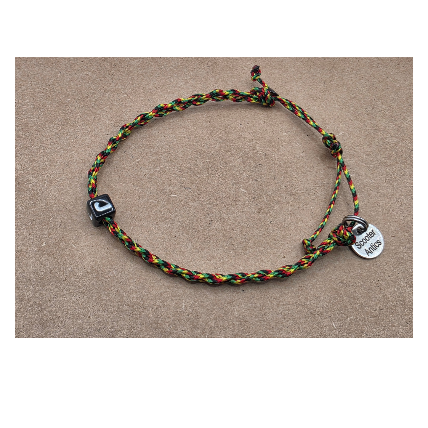 Scooter Antics Rasta Adjustable Initial Bracelet