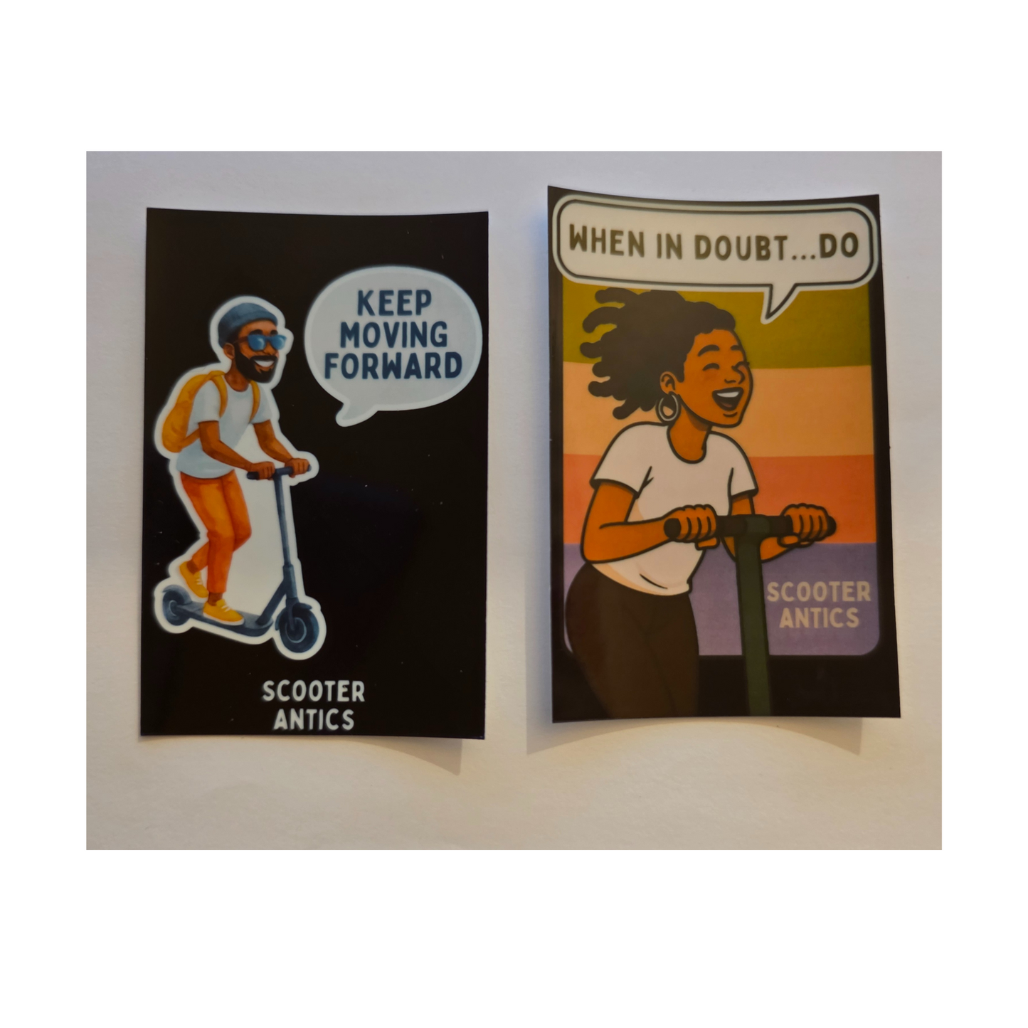 Scooter Antics Encouragement Stickers – Set of 2