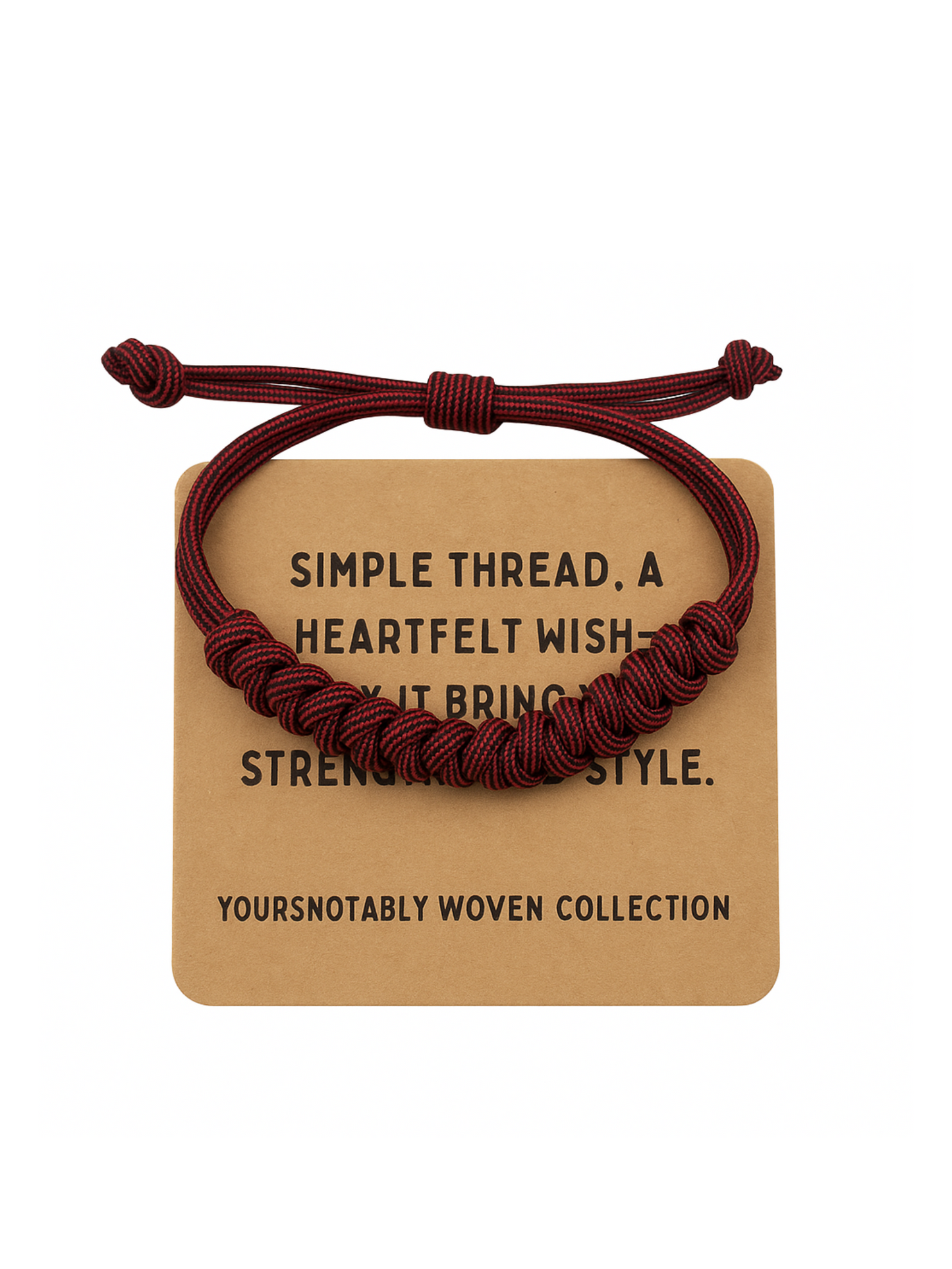 YOURSNOTABLY Dark Red & Black Paracord Bracelet with Note Card – Adjustable W
